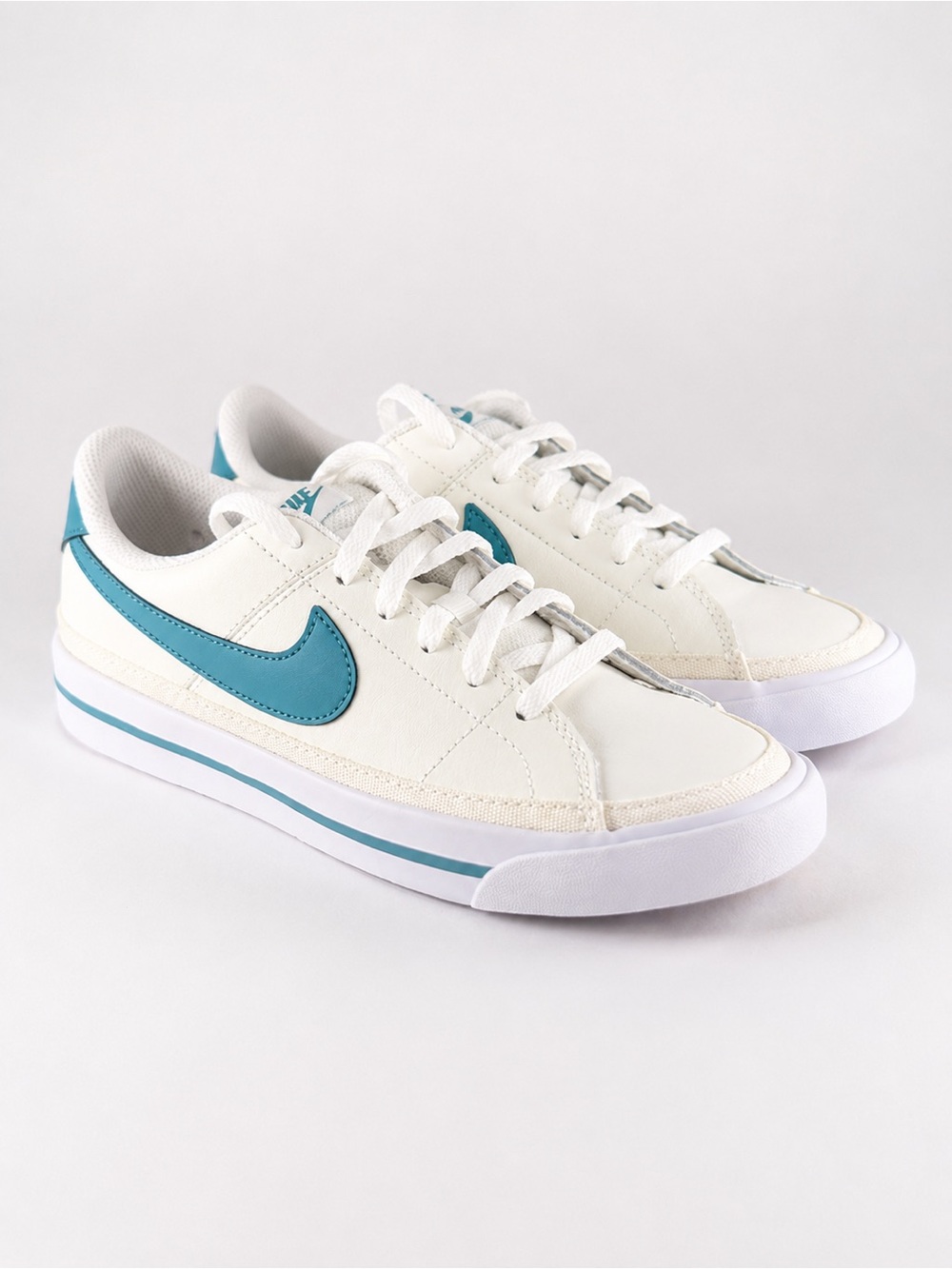 Size 4Y- Nike Court Legacy (GS) Sail Denim Turquoise Sneaker